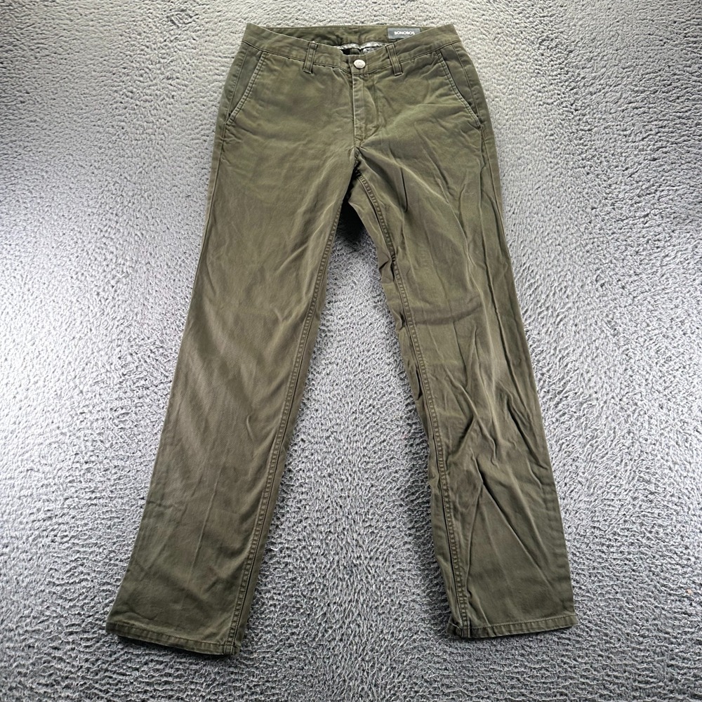 Bonobos Pant Mens 28x30 Green Cotton Chino Straight Slim Preppy Career Office